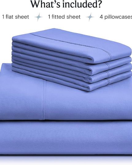 LuxClub 6 PC Queen Sheet Set, Breathable Luxury Bed Sheets, Deep Pockets 18" Eco Friendly Wrinkle Free Cooling Sheets Machine Washable Hotel Bedding Silky Soft - Violet Blue Queen - LeafyLoom