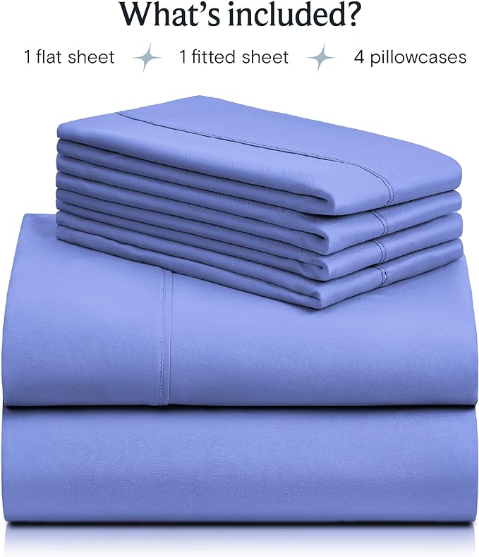 LuxClub 6 PC King Sheet Set, Breathable Luxury Bed Sheets, Deep Pockets 18" Wrinkle Free Cooling Bed Sheets Machine Washable Hotel Bedding Silky Soft - Violet Blue King - LeafyLoom