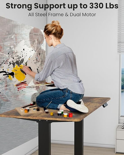Dual Motor Standing Desk Frame- Heavy Duty Electric Desk Legs, Adjustable Desk Base, Sit Stand Up Desk Frame with Memory Controller for 43''-70'' Desktop, Home & Office DIY Workstation - LeafyLoom