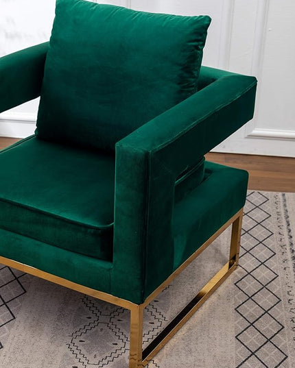 Roundhill Furniture Lenola Upholstered Accent Arm Chair, Green 27.5D x 29.75W x 34.5H in - LeafyLoom
