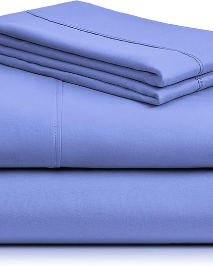 LuxClub Twin XL Sheets - Soft Twin Bed Sheets for-Boys-and-Girls-4 PC Deep Pockets 18" Eco Friendly Wrinkle Free-Kids-Fitted Sheets Machine Washable Hotel Bedding Silky Soft - Violet Blue Twin XL - LeafyLoom