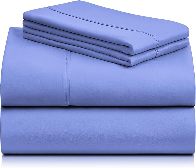 LuxClub Twin XL Sheets - Soft Twin Bed Sheets for-Boys-and-Girls-4 PC Deep Pockets 18" Eco Friendly Wrinkle Free-Kids-Fitted Sheets Machine Washable Hotel Bedding Silky Soft - Violet Blue Twin XL - LeafyLoom