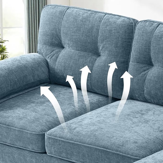 EASELAND 82" L-Shape Sofa with Reversible Chaise Lounge, Convertible Sectional Sofa Couch, Chenille Modern Sofa Couch for Living Room, Apartment and Office, Removable Cover - LeafyLoom
