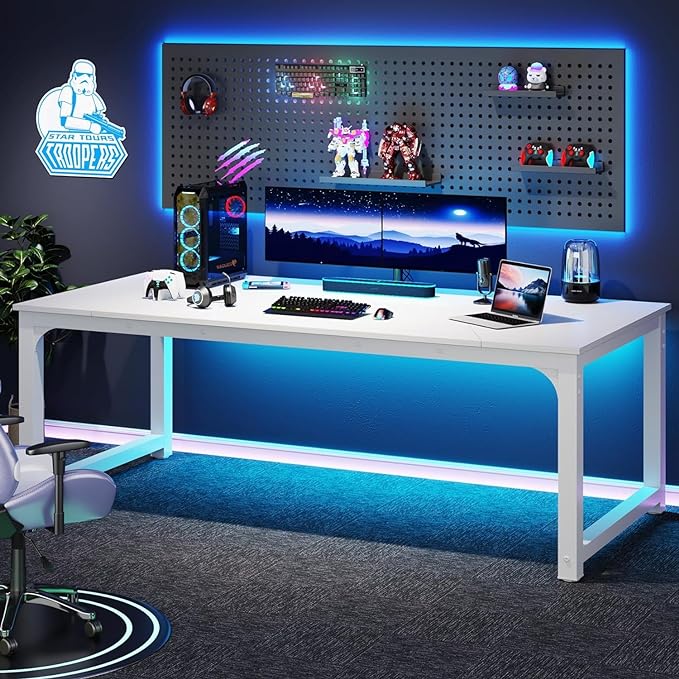 Tribesigns Modern Computer Desk, 78.7 x 39.4 inch X Large Executive Office Desk Computer Table Study Writing Desk Workstation for Home Office,White - LeafyLoom