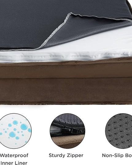 Bedsure Orthopedic Dog Bed for Large Dogs - Calming Dog Sofa Beds Large with Luxurious Plush, Big Pet Couch Bed with Removable Washable Cover, Waterproof Lining and Nonskid Bottom, Brown BEDSURE