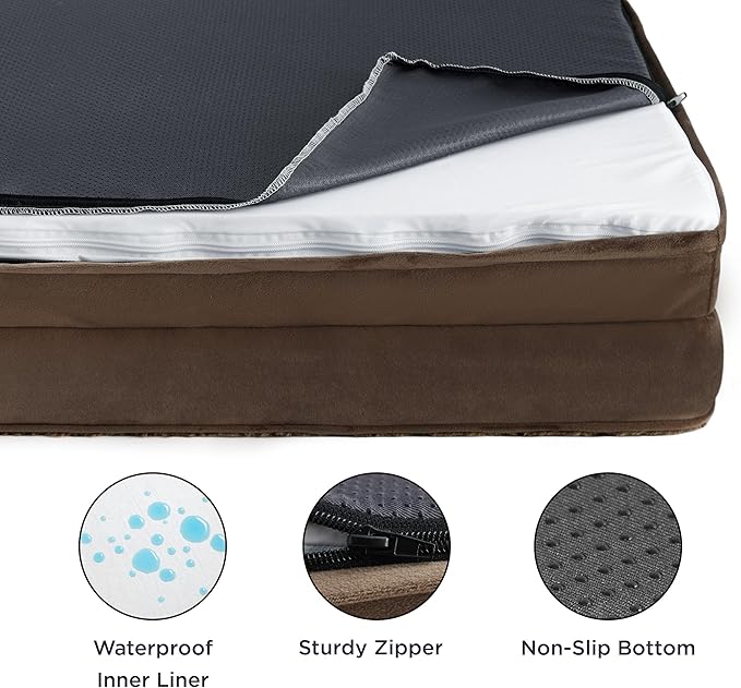 Bedsure Orthopedic Dog Bed for Extra Large Dogs - Calming XL Dog Sofa Beds with Luxurious Plush Washable, Pet Couch Bed with Removable Washable Cover, Waterproof Lining and Nonskid Bottom, Brown BEDSURE