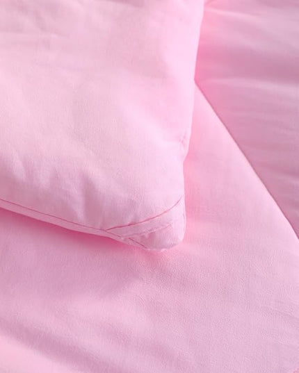 NTBAY Twin Comforter Set with Sheets, 5 Pieces Soft and Breathable Twin Bedding Set, Twin Bed in a Bag, Down Alternative Comforter Set Solid Color All Season, Kids Bedding Set, Pink - LeafyLoom