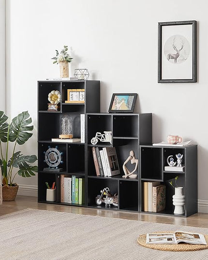 VECELO Small Bookshelf, 3 Cube Shelf, Fits Tallest Hardcovers, Horizontal Available, Short Bookcase for Small Spaces, Matte Black - LeafyLoom