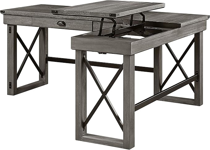 NicBex Kimberly-DW-00031-LWJ Home Office Desks, 67"x55"x30", Gray - LeafyLoom