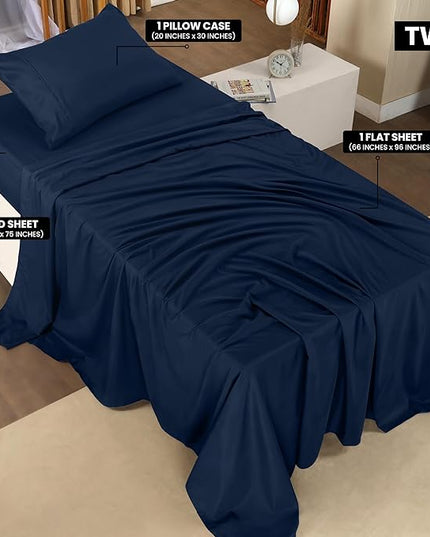 Utopia Bedding Twin Bed Sheets Set - 3 Piece Bedding - Brushed Microfiber - Shrinkage and Fade Resistant - Easy Care (Twin, Navy) - LeafyLoom