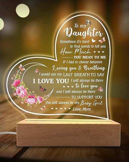 Acrylic Night Light Gifts for Daughter - You Will Always be My Baby Girl - Daughter Gifts from Mom, Dad for Birthday, Graduation, Wedding - Sentimental Gifts for Daughter - LeafyLoom