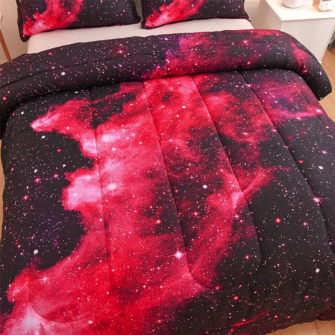 A Nice Night 3D Galaxy Blanket Comforter Bedding Sets Home Textile with Comforter Pillowcase, Full Size - LeafyLoom