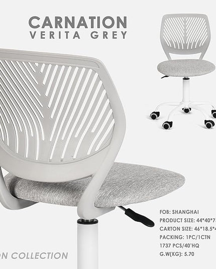 FurnitureR Writing Task Chair for Teens Boys Girls 360 Rolling Wheels Fabric Soft Pad Seat Breathable Backrest, Height Adjustable Liftup 29.5"-34.3", Morandi Grey - LeafyLoom