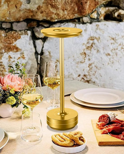 LED Rechargeable Cordless Table Lamp, Battery Operated Stepless Dimming Modern Portable Outdoor Table Light for Dining Restaurant Patio[Burnished Gold]… - LeafyLoom