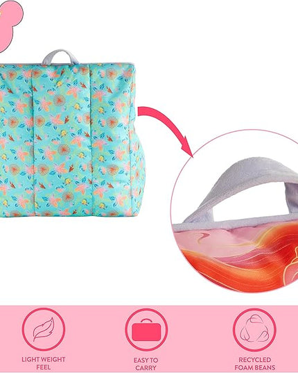 Idea Nuova Disney Little Mermaid Kids and Toddler Canvas Bean Bag Chair with Piping & Top Carry Handle - LeafyLoom