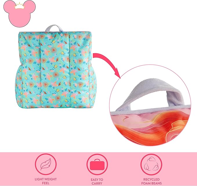 Idea Nuova Disney Little Mermaid Kids and Toddler Canvas Bean Bag Chair with Piping & Top Carry Handle - LeafyLoom