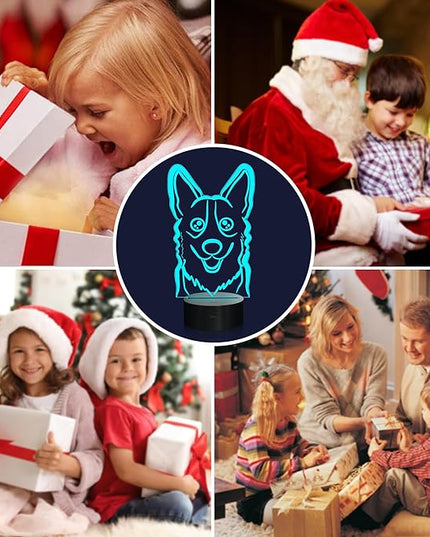 Attivolife Dog 3D Bedside Lamp, Corgi Illusion Optical Night Light, 16 Colors Changing Remote Control Dimmable LED Toy, Puppy Room Decor Cute Christmas Birthday Gift for Kids Baby Boy - LeafyLoom