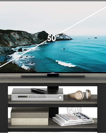 FURINNO Parsons 42-in TV Entertainment Center, French Oak Grey - LeafyLoom