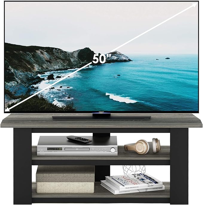 FURINNO Parsons 42-in TV Entertainment Center, French Oak Grey - LeafyLoom