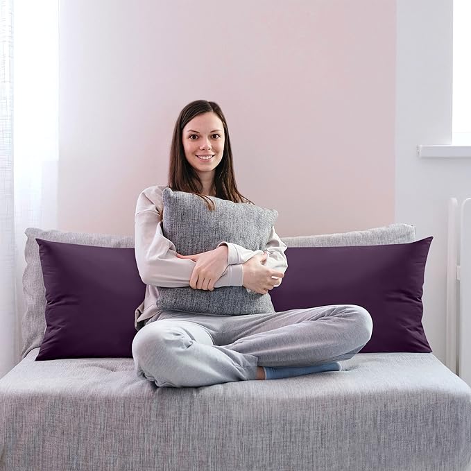 Utopia Bedding Full Body Pillow for Adults (Purple, 20 x 54 Inch), Long Pillow for Sleeping, Large Pillow Insert for Side Sleepers - LeafyLoom