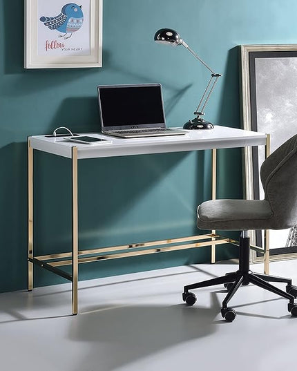 NicBex Laik-DW-00067-DX Desks, 42" W x 20" D x 30" H, White - LeafyLoom