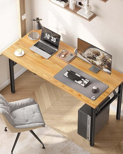 Computer Desk, 61.9 inches Folding Table Home Office Desk for Home Office, Gaming Desk, No Install Needed, Multifunctional Laptop Table - LeafyLoom