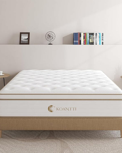 Full Size Mattress, 12 Inch White Full Mattress in a Box, Memory Foam Individually Pocket Coils for Pain Relief, Medium Firm Full Mattresses, CertiPUR-US Certified. - LeafyLoom