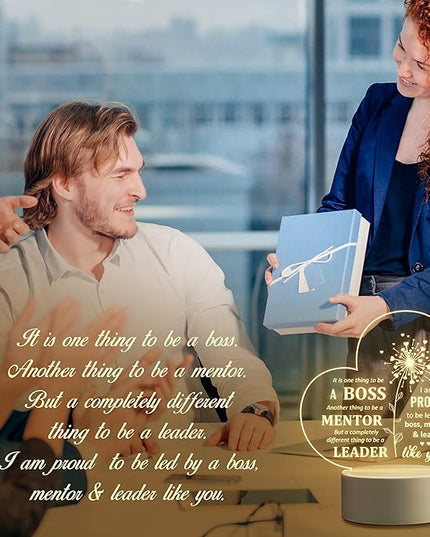 Boss Day Gifts, Boss Gifts for Women Men, Boss Lady Gifts for Women, Appreciation Night Lamp for Boss Day Birthday Christmas Going Away Farewell Congratulation Retirement, Best Boss Ever - LeafyLoom
