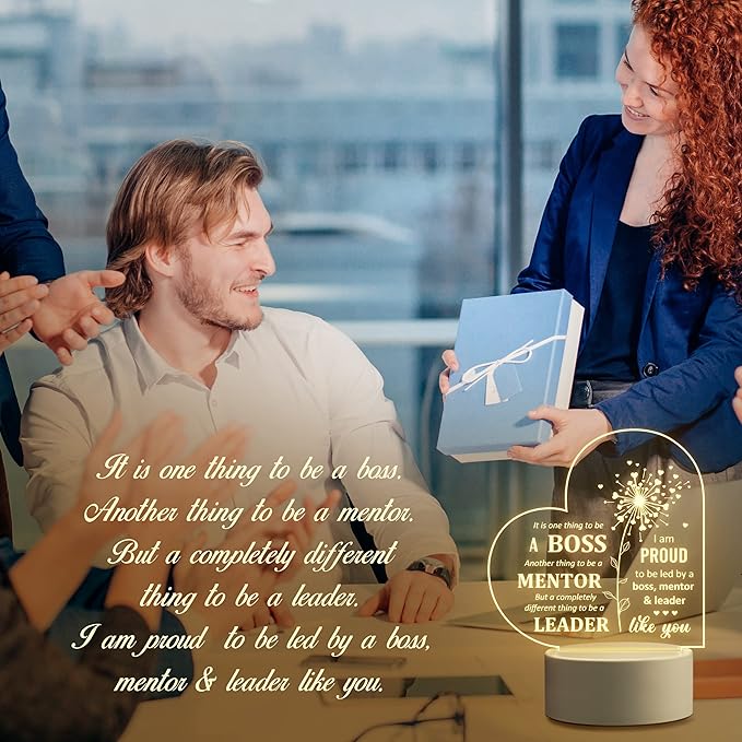 Boss Day Gifts, Boss Gifts for Women Men, Boss Lady Gifts for Women, Appreciation Night Lamp for Boss Day Birthday Christmas Going Away Farewell Congratulation Retirement, Best Boss Ever - LeafyLoom