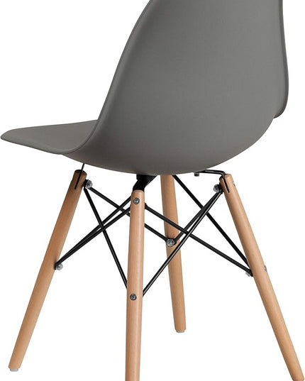 Flash Furniture Elon Series Moss Gray Plastic Chair with Wooden Legs - LeafyLoom