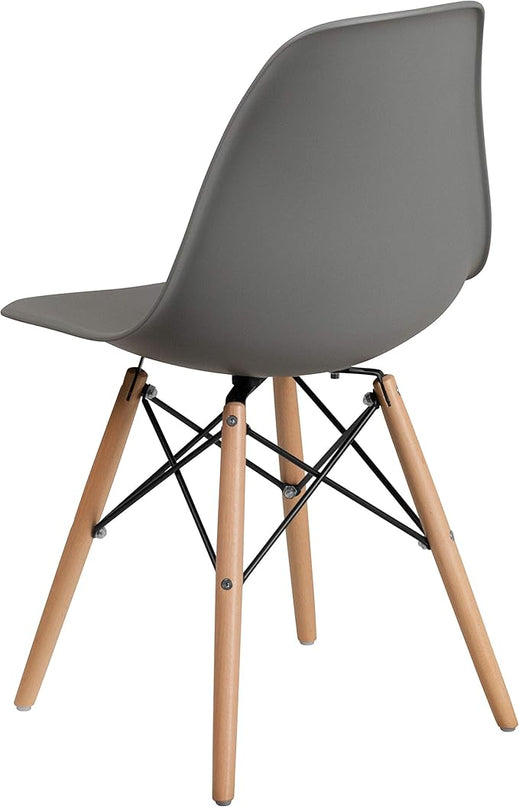 Flash Furniture Elon Series Moss Gray Plastic Chair with Wooden Legs - LeafyLoom
