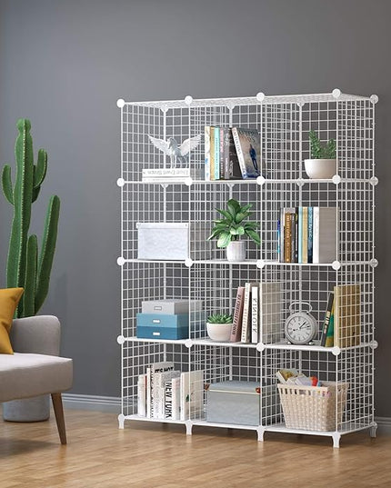 HOMIDEC Closet Organizers and Storage, 12 Storage Cubes, Wire Cube Storage DIY Room Storage Shelf for Garment Racks, Closet, Wardrobe - LeafyLoom