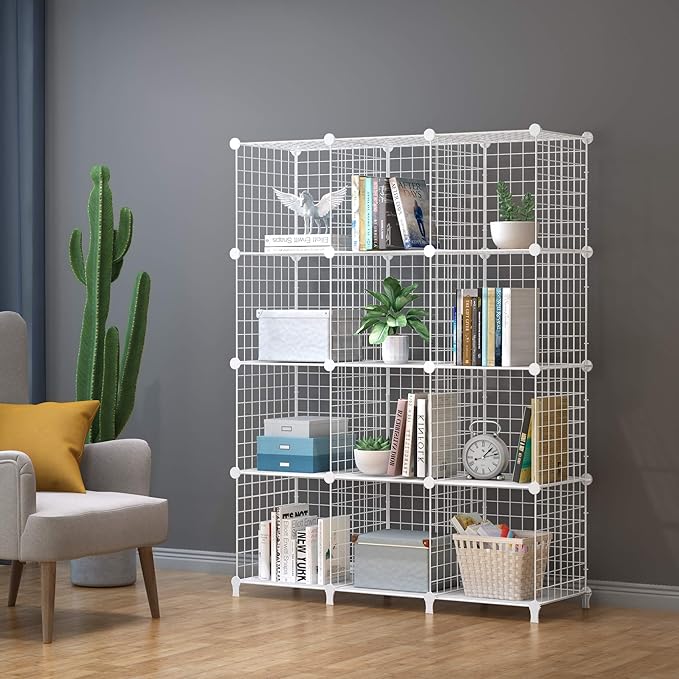 HOMIDEC Closet Organizers and Storage, 12 Storage Cubes, Wire Cube Storage DIY Room Storage Shelf for Garment Racks, Closet, Wardrobe - LeafyLoom