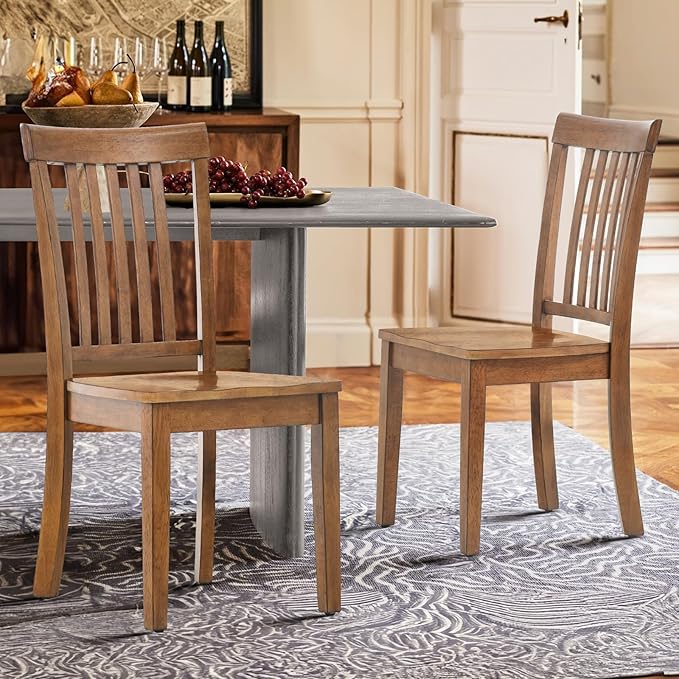 COLAMY Wooden Dining Chairs Set of 4, Spindle High Back Windsor Kitchen Side Chair, Farmhouse Dining Chairs for Kitchen and Dining Room, Light Brown - LeafyLoom
