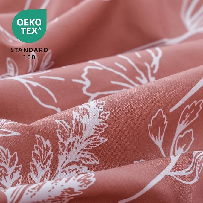 JANZAA Queen Comforter Comforters Queen Size GrayishPink Bedding Cute Floral Bed Set, Lightweight Soft Botanical Flower Comforter and 2 Pillow Cases All Season - LeafyLoom