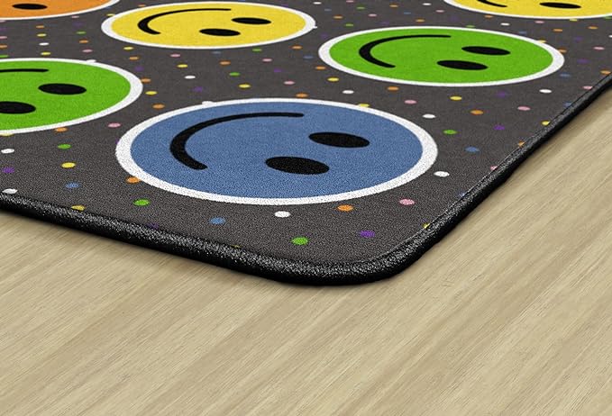Flagship Carpets Smiley Seating (Seats 20) Classroom Area Rug or Educational Learning Mat, Kids Room or Playroom Carpet, 6' x 8'4", Gray/Multi - LeafyLoom