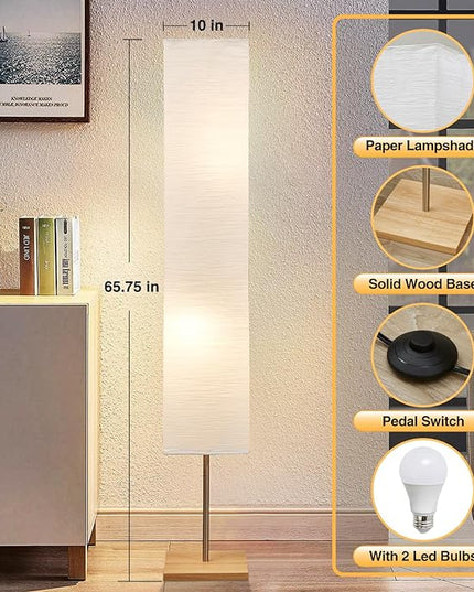 65" Floor Lamp for Living Room, 3 Way Dimmable Led Floor Lamp Column Floor Lamp Standing Lamp Corner Floor Lamp Modern Floor Lamp for Bedroom, Office& Living Room(Bulbs Included) - LeafyLoom