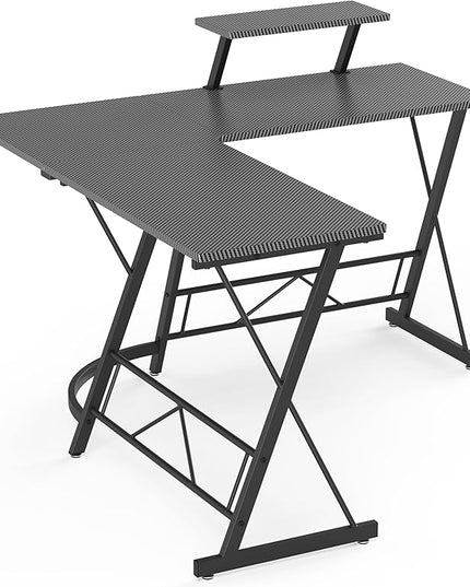 Mr IRONSTONE L Shaped Gaming Desk, Computer Corner Desk Carbon Fiber Surface for Home Office, Writing Study Desk with Laptop Stand, Easy to Assemble, Carbon Fiber, 51 Inch - LeafyLoom
