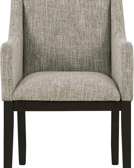 Signature Design by Ashley Burkhaus Traditional Dining Upholstered Arm Chair, 2 Count, Gray & Dark Brown - LeafyLoom