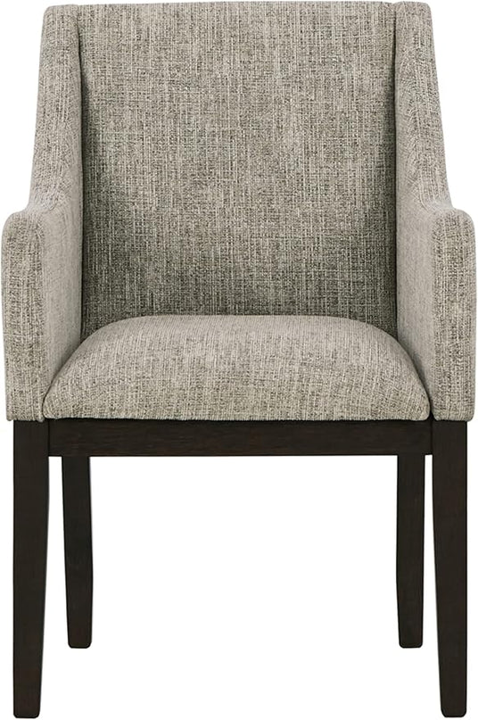 Signature Design by Ashley Burkhaus Traditional Dining Upholstered Arm Chair, 2 Count, Gray & Dark Brown - LeafyLoom