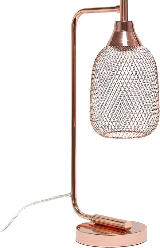 Elegant Designs LD1060-RGD Mesh Wire Table Lamp, Rose Gold - LeafyLoom