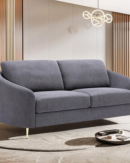 Living Room Furniture Sets, Sofa Couch Modern with Scooped Armrest/legs, Upholstered Linen 3-seat, Loveseat and Armchair with Removable Cushions for Bedroom, Apartment, Grey-v97 - LeafyLoom