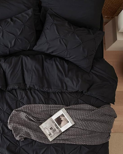 Bedsure Full Size Comforter Sets - Bedding Sets Full 7 Pieces, Bed in a Bag Black Bed Sets with Comforter, Sheets, Pillowcases & Shams, Adult & Kids Bedding - LeafyLoom