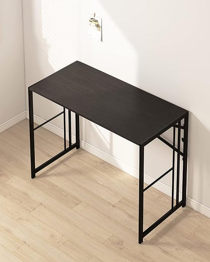 EMODA Folding Computer Desk 40 inch, No Assembly Needed Home Office Table Study Writing Gaming Desk, Black - LeafyLoom