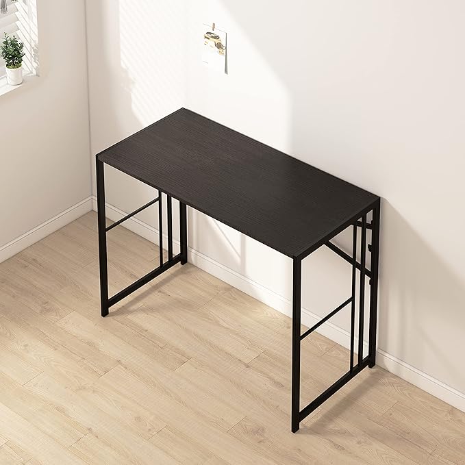 EMODA Folding Computer Desk 40 inch, No Assembly Needed Home Office Table Study Writing Gaming Desk, Black - LeafyLoom