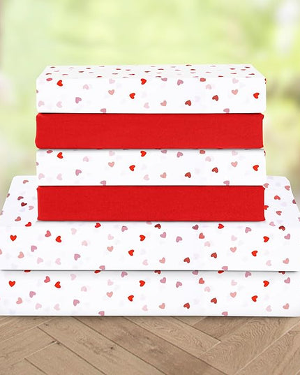 Elegant Comfort Softest and Coziest 6-Piece Sheet Set - 1500 Premium Hotel Quality Microfiber - Deep Pocket, Wrinkle Resistant 6-Piece Heart Pattern Bed Sheet Set, California King, Valentina - LeafyLoom