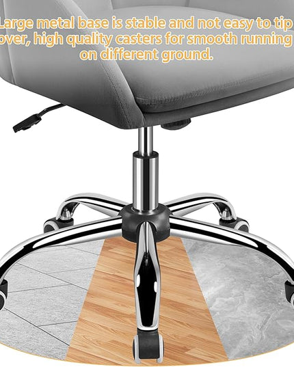 Yaheetech Cute Velvet Desk Chair for Home Office, Makeup Vanity Chair with Armrests for Bedroom Modern Swivel Rolling Chair for Women Dark Gray - LeafyLoom