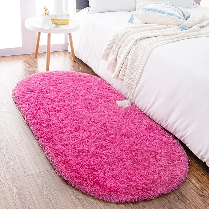 Noahas Ultra Soft Fluffy Bedroom Rugs Kids Room Carpet Modern Shaggy Area Rugs Home Decor 2.6' X 5.3', Hot Pink - LeafyLoom