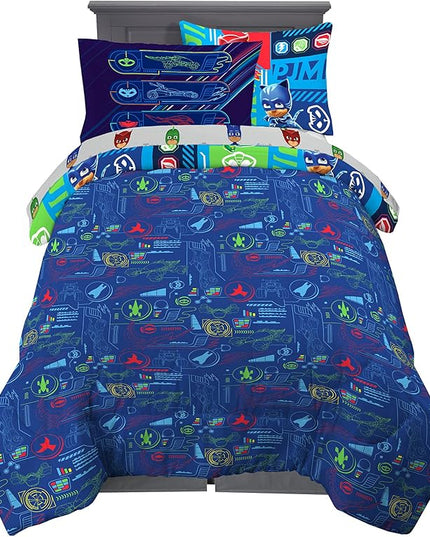 Franco Kids Bedding Super Soft Comforter and Sheet Set with Sham, 5 Piece Twin Size, PJ Masks - LeafyLoom