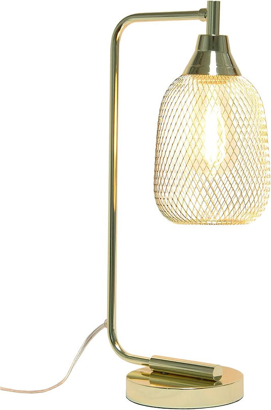 Elegant Designs LD1060-GLD Mesh Wire Table Lamp, Gold - LeafyLoom